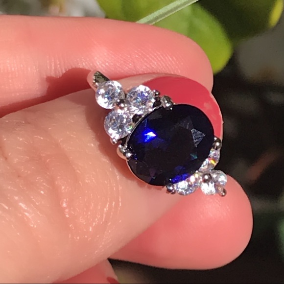 Sterling Silver Sapphire Engagement Ring - Picture 8 of 8